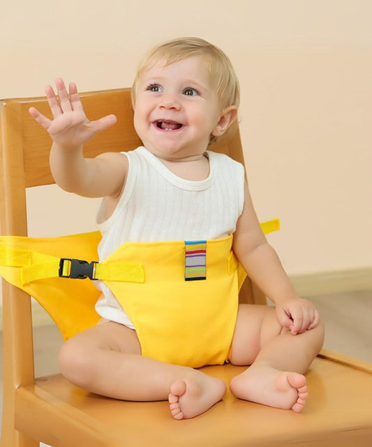 Ceinture de chaise bébé portable – Sécurité repas partout dès 4 mois / حزام كرسي محمول للرضّع – أمان أثناء الأكل في أي مكان ابتداءً من 4 أشهر