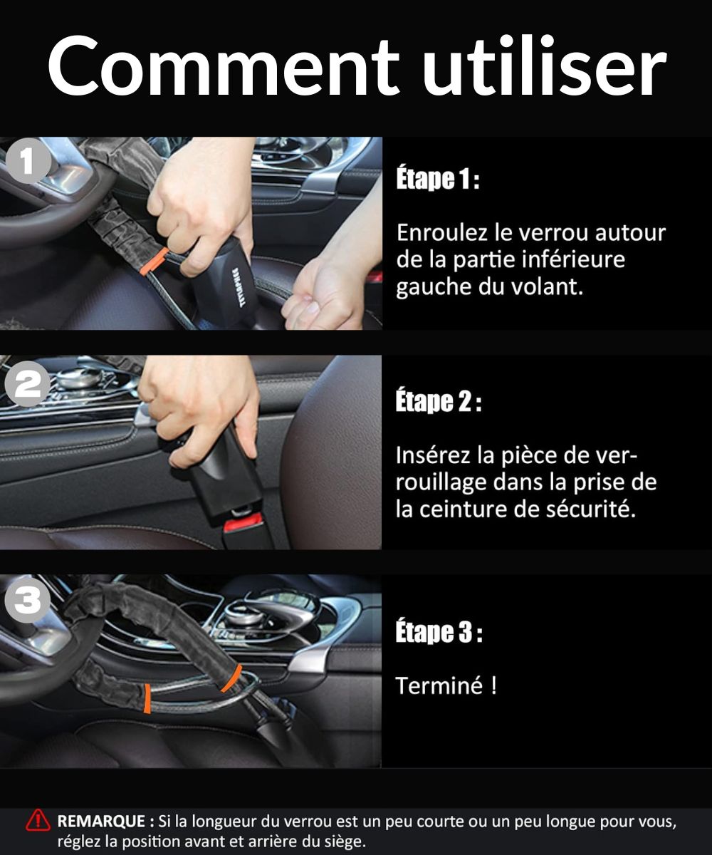 Verrou de Volant pour Voiture – Sécurité Maximale & Protection Anti-Vol / قفل ميكانيكي للسيارة يوفر أمانًا عاليًا ضد السرقة
